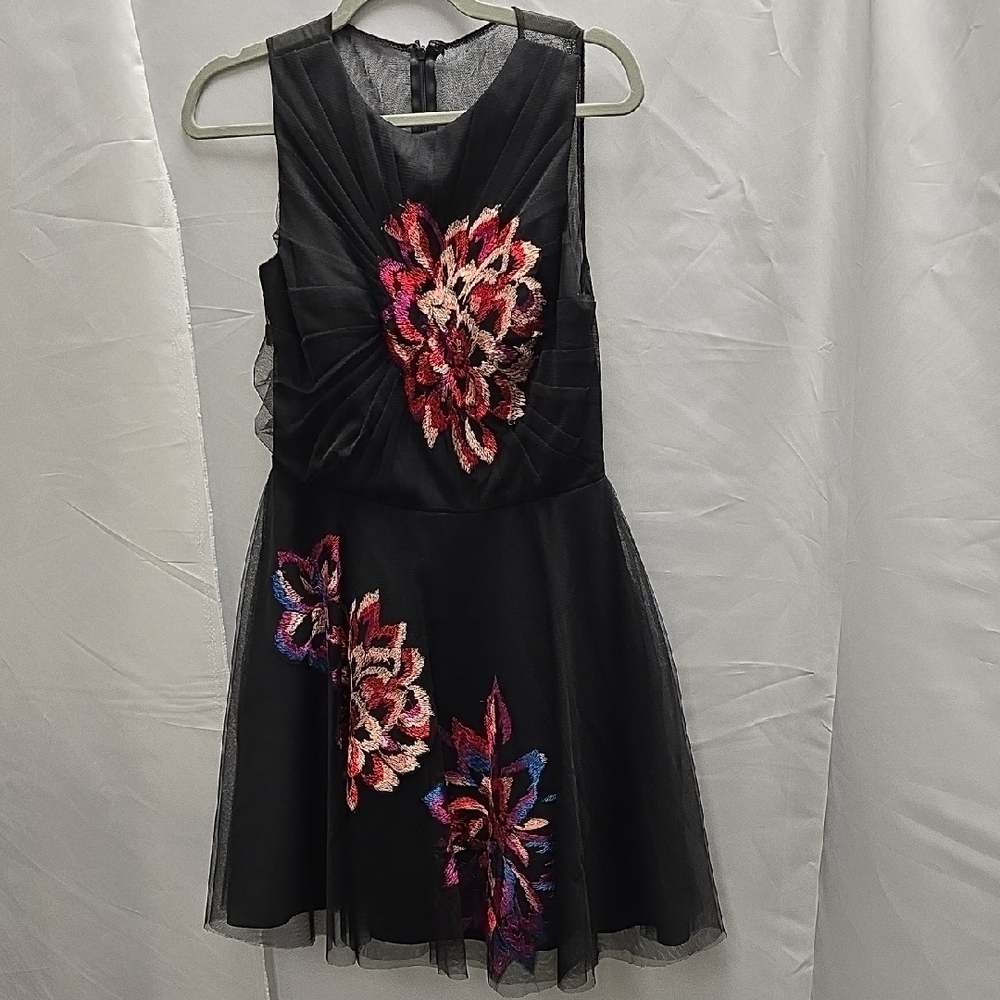 Floral Embroidered Black Dress